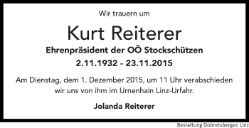 Traueranzeige von Kurt Reiterer von OÖNachrichten