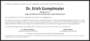 Traueranzeige von Erich Gumplmaier von OÖNachrichten