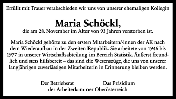 Traueranzeige von Maria Schöckl von OÖNachrichten