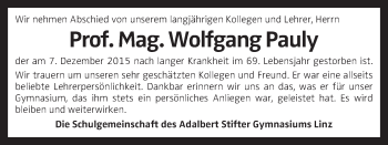 Traueranzeige von Wolfgang Pauly von OÖNachrichten