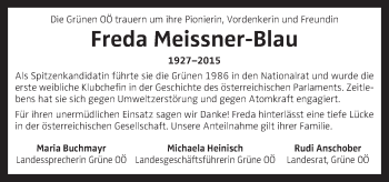 Traueranzeige von Freda Meissner-Blau von OÖNachrichten