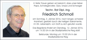 Traueranzeige von Friedrich Schmoll von OÖNachrichten