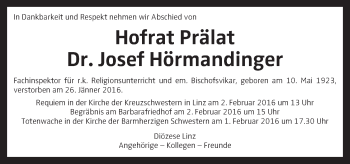 Traueranzeige von Josef Hörmandinger von OÖNachrichten
