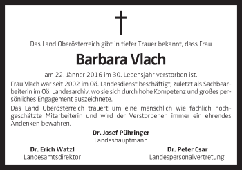Traueranzeige von Barbara Vlach von OÖNachrichten