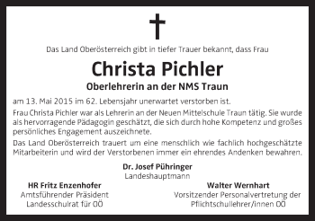 Traueranzeige von Christa Pichler von OÖNachrichten