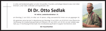 Traueranzeige von Otto Sedlak von OÖNachrichten