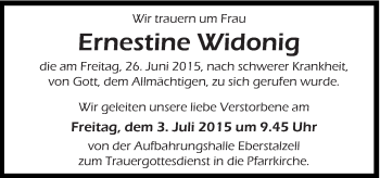 Traueranzeige von Ernestine Widonig von OÖNachrichten