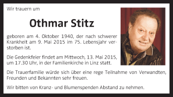 Traueranzeige von Othmar Stitz von OÖNachrichten