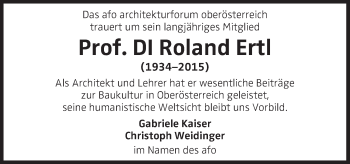 Traueranzeige von Roland Ertl von OÖNachrichten