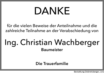 Traueranzeige von Christian Wachberger von OÖNachrichten