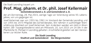 Traueranzeige von Josef Kellermair von OÖNachrichten