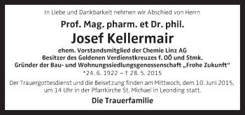 Traueranzeige von Josef Kellermair von OÖNachrichten