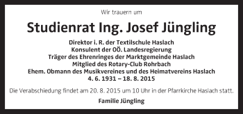 Traueranzeige von Josef Jüngling von OÖNachrichten