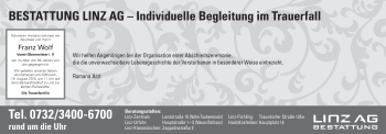 Traueranzeige von Bestattungen vom 13.08.2015 von OÖNachrichten