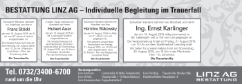 Traueranzeige von Bestattungen vom 18.08.2015 von OÖNachrichten