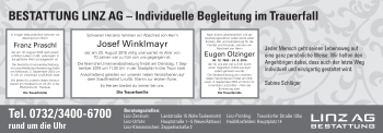 Traueranzeige von Bestattungen vom 28.08.2015 von OÖNachrichten