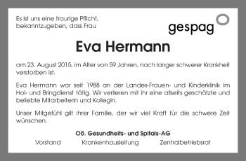 Traueranzeige von Eva Hermann von OÖNachrichten