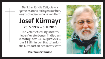 Traueranzeige von Josef Kürmayr von OÖNachrichten