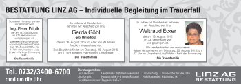 Traueranzeige von Bestattungen vom 22.08.2015 von OÖNachrichten