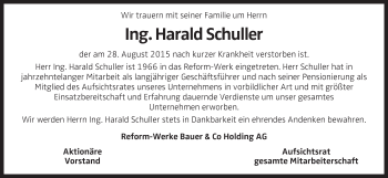 Traueranzeige von Harald Schuller von OÖNachrichten