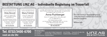 Traueranzeige von Bestattungen vom 31.08.2015 von OÖNachrichten