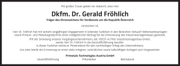 Traueranzeige von Gerald Fröhlich von OÖNachrichten
