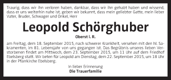 Traueranzeige von Leopold Schörghuber von OÖNachrichten