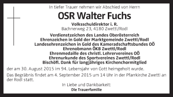 Traueranzeige von Walter Fuchs von OÖNachrichten