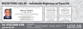Traueranzeige von Bestattungen vom 01.09.2015 von OÖNachrichten