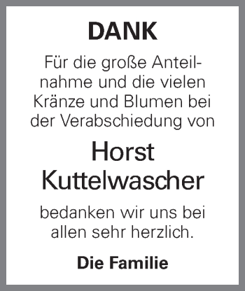 Traueranzeige von Horst Kuttelwascher von OÖNachrichten