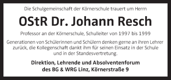 Traueranzeige von Johann Resch von OÖNachrichten