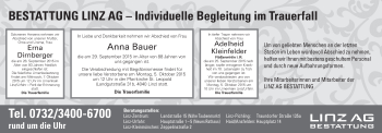 Traueranzeige von Bestattungen vom 02.10.2015 von OÖNachrichten
