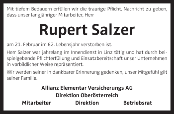 Traueranzeige von Rupert Salzer von OÖNachrichten