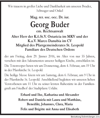 Traueranzeige von Georg Buder von OÖNachrichten