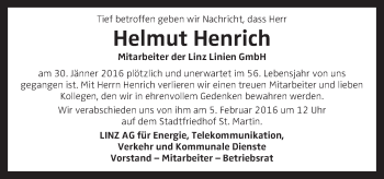Traueranzeige von Helmut Henrich von OÖNachrichten