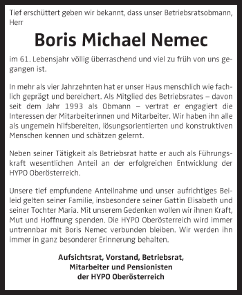 Traueranzeige von Boris Michael Nemec von OÖNachrichten