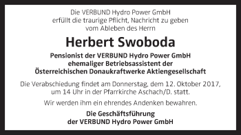 Traueranzeige von Herbert Swoboda von OÖNachrichten