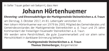 Traueranzeige von Johann Hörtenhuemer von OÖNachrichten