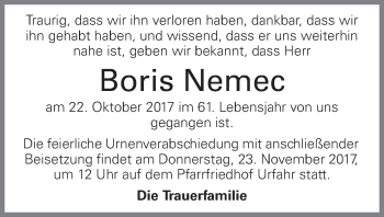 Traueranzeige von Boris Nemec von OÖNachrichten