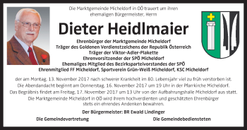 Traueranzeige von Dieter Heidlmaier von OÖNachrichten