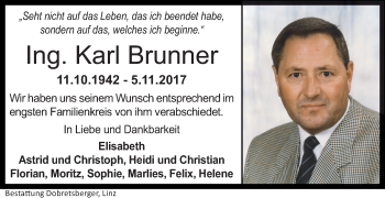 Traueranzeige von Karl Brunner von OÖNachrichten
