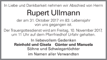 Traueranzeige von Rupert Ullmann von OÖNachrichten