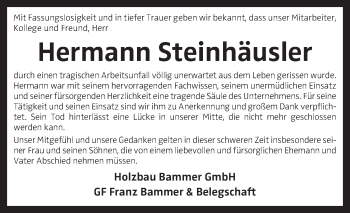 Traueranzeige von Hermann Steinhäusler von OÖNachrichten
