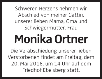 Traueranzeige von Monika Ortner von OÖNachrichten