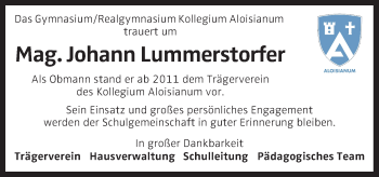 Traueranzeige von Johann Lummerstorfer von OÖNachrichten