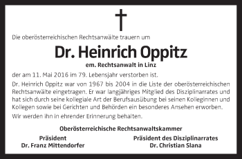 Traueranzeige von Heinrich Oppitz von OÖNachrichten
