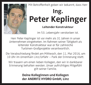 Traueranzeige von Peter Keplinger von OÖNachrichten