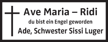 Traueranzeige von Ave Maria Ridi von OÖNachrichten