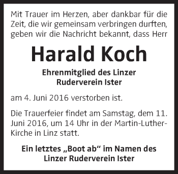 Traueranzeige von Harald Koch von OÖNachrichten