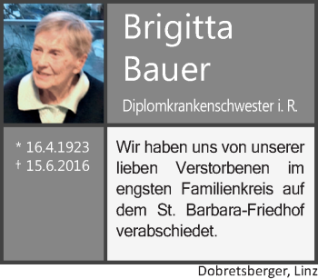 Traueranzeige von Brigitta Bauer von OÖNachrichten